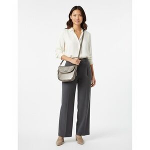 Vince Camuto Metallic Leather Crossbody‎ Bag Lip Closure Adjust Straps
